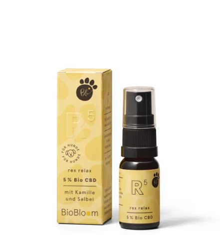 Bio olejek CBD 5% dla psów BioBloom rex relax w sprayu, wspiera naturalną równowagę pupila
