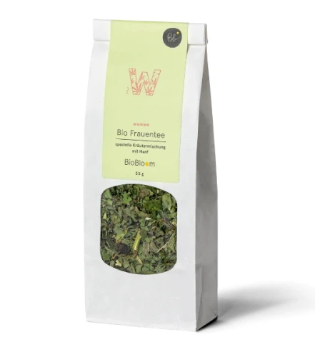 Bio herbata ziołowa dla kobiet – BioBloom Women 35 g, ekologiczna mieszanka z konopi i ziół,