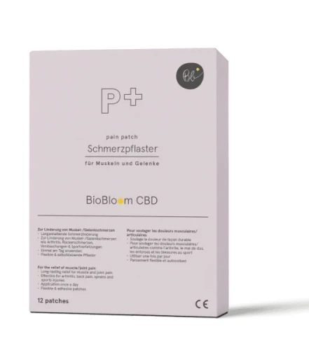 Opakowanie plastrów przeciwbólowych BioBloom CBD 12 sztuk na mięśnie i stawy