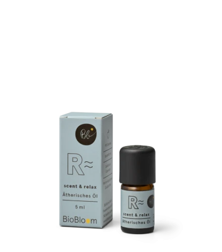 Olejek aromaterapeutyczny BioBloom Scent &amp; Relax - naturalny relaks w szklanej butelce.