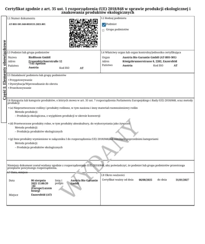 Certyfikat ABG (AT-BIO-301) dla BioBloom – ekologiczna produkcja i dystrybucja konopi.