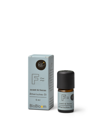 Olejek aromaterapeutyczny BioBloom Scent &amp; Focus - naturalnie lepsza koncentracja w szklanej butelce.